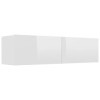 vidaXL Meuble TV en aggloméré blanc brillant 120 x 30 x 30 cm
