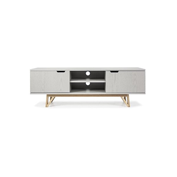TENZO Cross Designer Banc TV, Chêne, Gris, 45x150x50 cm