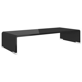 vidaXL Meuble TV de Salon Support pour Moniteur 60 x 25 x 11 cm Verre Noir
