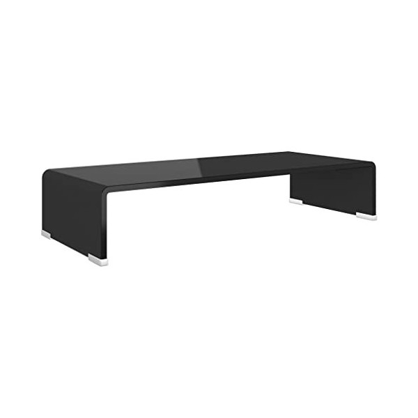 vidaXL Meuble TV de Salon Support pour Moniteur 60 x 25 x 11 cm Verre Noir