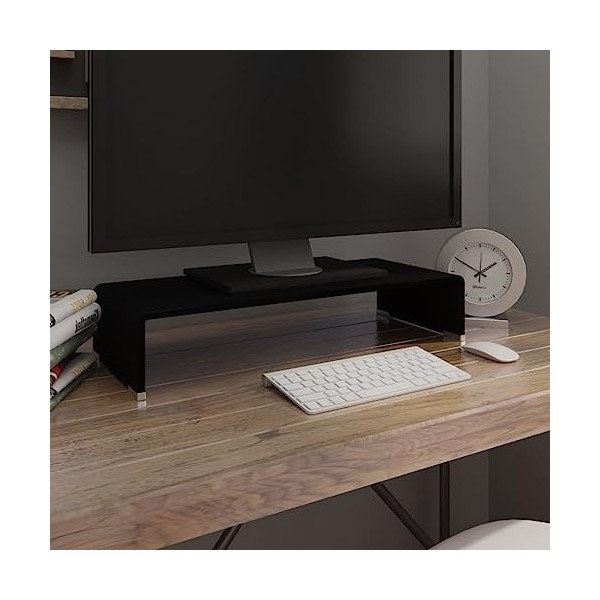 vidaXL Meuble TV de Salon Support pour Moniteur 60 x 25 x 11 cm Verre Noir