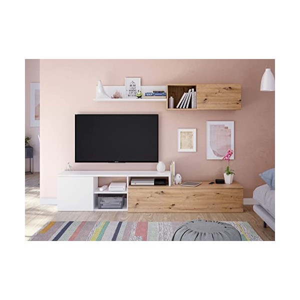 Dmora Mobile Soggiorno Parete attrezzata Porta TV, Rovere, 200 x 44 x 41 cm