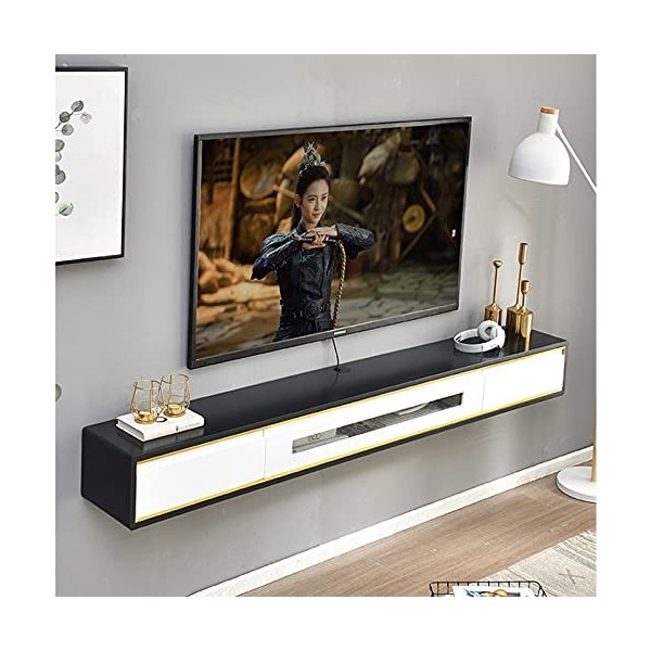 EsEntL Étagère Murale/vidéo, Meuble TV Flottant, étagère pour Composants TV de Salon, Chambre à Coucher avec 2 tiroirs, Conso