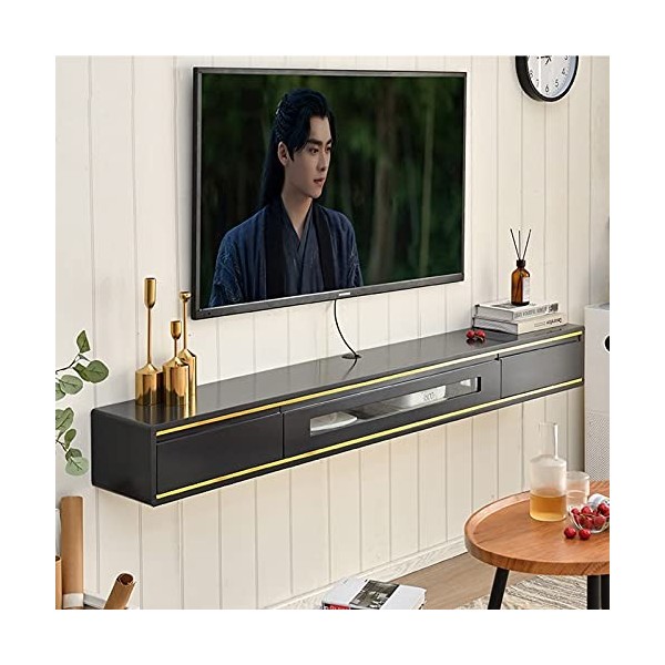 EsEntL Étagère Murale/vidéo, Meuble TV Flottant, étagère pour Composants TV de Salon, Chambre à Coucher avec 2 tiroirs, Conso