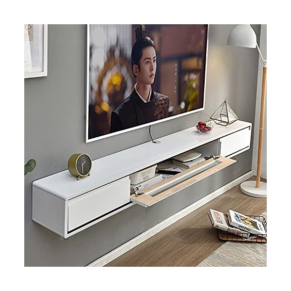 EsEntL Étagère Murale/vidéo, Meuble TV Flottant, étagère pour Composants TV de Salon, Chambre à Coucher avec 2 tiroirs, Conso
