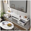Meuble TV Flottant, Meuble TV Mural TV, Huche de Rangement de Bureau Flottante pour Console Média, avec Trous de Câble, pour 