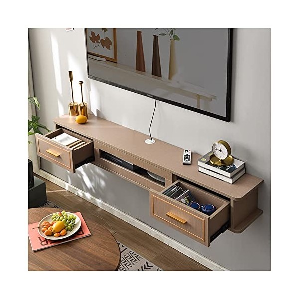 Meuble TV Flottant, Meuble TV Mural TV, Huche de Rangement de Bureau Flottante pour Console Média, avec Trous de Câble, pour 