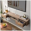 Meuble TV Flottant, Meuble TV Mural TV, Huche de Rangement de Bureau Flottante pour Console Média, avec Trous de Câble, pour 