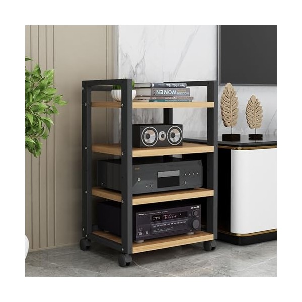 Étagères De Rangement Multimédia, Meuble Multimédia Audio-vidéo À 4/5/6 Niveaux avec Étagère en Bois Réglable en Hauteur Et R