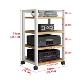 Étagères De Rangement Multimédia, Meuble Multimédia Audio-vidéo À 4/5/6 Niveaux avec Étagère en Bois Réglable en Hauteur Et R