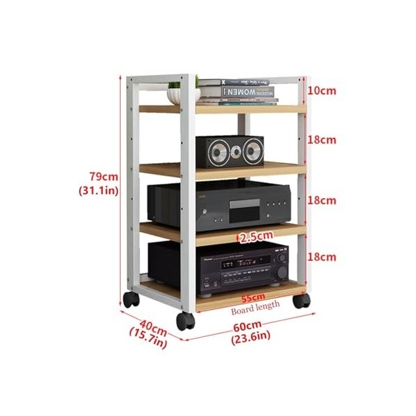Étagères De Rangement Multimédia, Meuble Multimédia Audio-vidéo À 4/5/6 Niveaux avec Étagère en Bois Réglable en Hauteur Et R