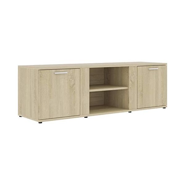 vidaXL Meuble TV Armoire Basse Meuble Divertissement avec 2 Portes et 2 Compartiments Salon Maison Intérieur Gris Béton 120x3