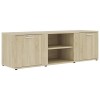 vidaXL Meuble TV Armoire Basse Meuble Divertissement avec 2 Portes et 2 Compartiments Salon Maison Intérieur Gris Béton 120x3