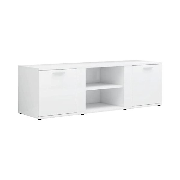 vidaXL Meuble TV Armoire Basse Meuble Divertissement avec 2 Portes et 2 Compartiments Salon Maison Intérieur Gris Béton 120x3
