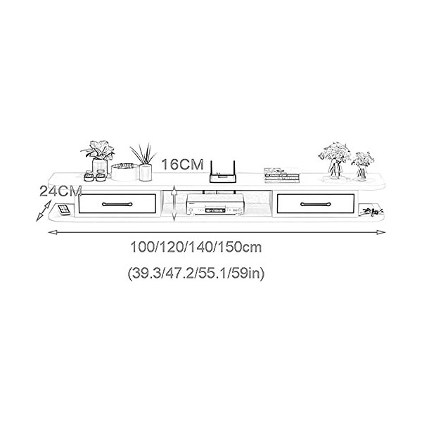 EsEntL Meuble TV Flottant, Meuble TV, unités murales pour Salon, Meuble TV Mural, Console multimédia avec 3 rangements pour C