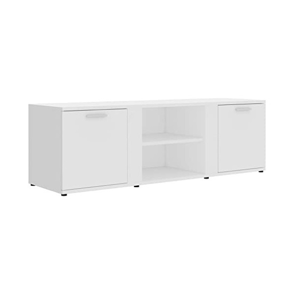 vidaXL Meuble TV Armoire Basse Meuble Divertissement avec 2 Portes et 2 Compartiments Salon Maison Intérieur Gris Béton 120x3
