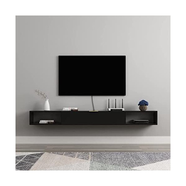 Étagère TV Murale, Meuble TV Flottant, Centre de Divertissement, Console multimédia en Bois, Meuble de Rangement Moderne à Su