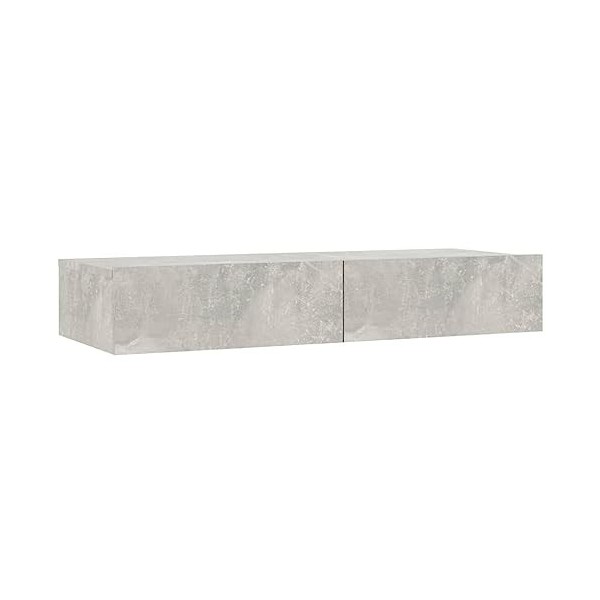 vidaXL Meuble TV avec lumières LED Gris béton 90x35x15,5 cm