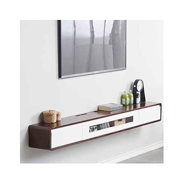 Kamnik Meuble TV Flottant, Meuble TV Mural, Console multimédia de Divertissement, étagères flottantes avec Porte, pour Niche 