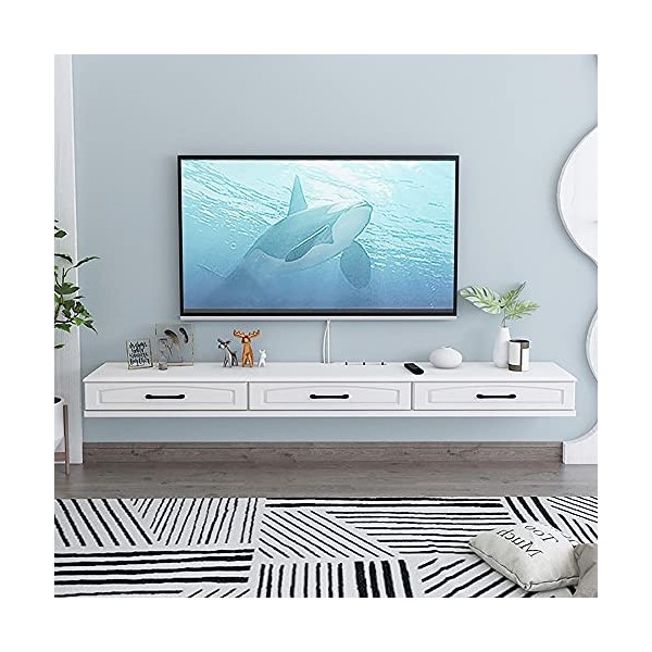 EsEntL Meuble TV Flottant Meuble TV Flottant, étagère TV Murale avec 3 tiroirs pour Salon, Bureau, Chambre à Coucher, unité d