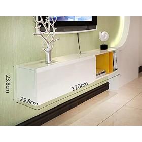 Kamnik Meuble TV Mural, Meuble TV Flottant Multifonctionnel Ultra-Mince, Support de Décodeur Mural pour Salon Chambre/Blanc /