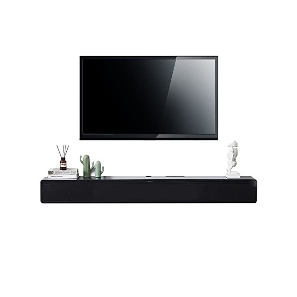 Meuble TV Mural Meuble TV Flottant Mural, étagère Murale avec 2 tiroirs, Console multimédia en Bois, Centre de Divertissement