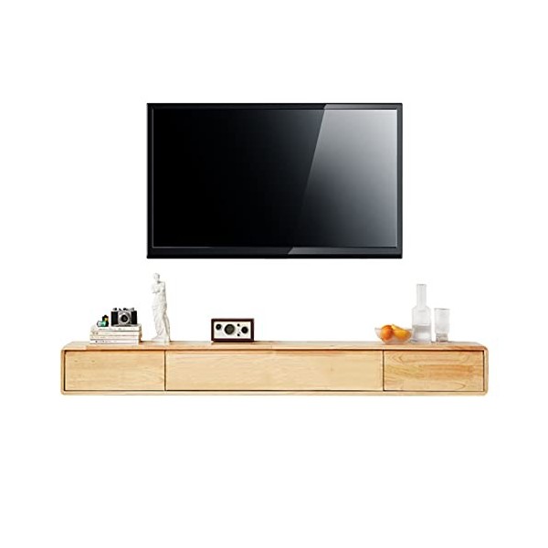 Meuble TV Mural Meuble TV Flottant Mural, étagère Murale avec 2 tiroirs, Console multimédia en Bois, Centre de Divertissement