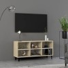 Meuble TV | Style Contemporain | Rangement matériel télé Audio Video Gaming | 103,5x30x50cm Blanc et chêne Sonoma