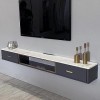 Meuble TV Flottant, Console Média Murale avec 2 Tiroirs, Étagère Vidéo Murale, Meuble TV, MDF+ Bois Massif/B/120Cm