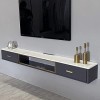 Meuble TV Flottant, Console Média Murale avec 2 Tiroirs, Étagère Vidéo Murale, Meuble TV, MDF+ Bois Massif/B/120Cm