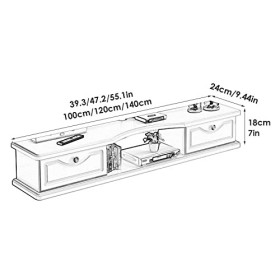 Meuble TV Mural Console multimédia Murale avec 2 Portes, 39.3/47.2/55.1In Blanc Meuble TV Mural, Composant de Meuble TV Flott