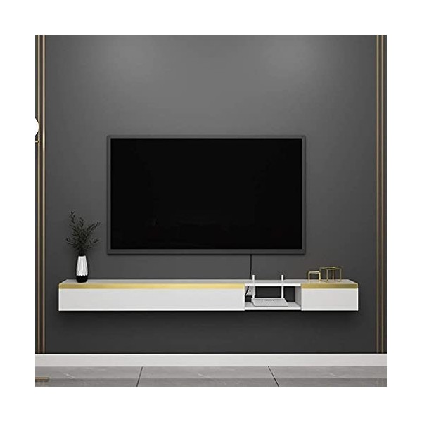 EsEntL Meuble TV, Meuble Bas TV, étagères flottantes, Console TV Flottante, Meuble TV Mural/décodeur, Console multimédia Mura