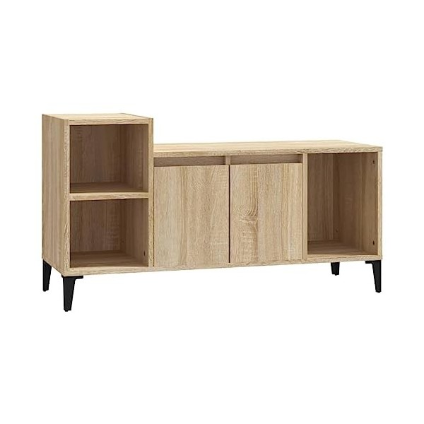 Maxspace TV Meuble, Meuble Tele, Meuble TV Chambre, Meuble TV IindustrielChêne Sonoma 100x35x55 cm Bois dingénierieConvient 