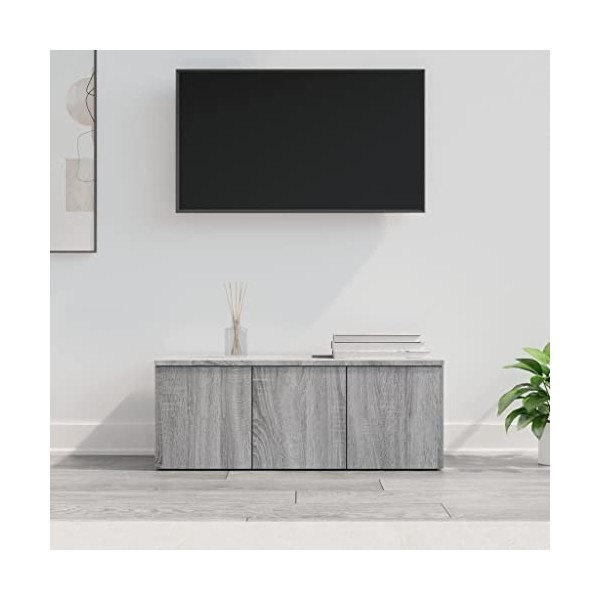 Keyur Meuble TV, Banc TV Buffet Bas Support de Télévision Meuble Télé Meuble TV Sonoma Gris 80x34x30 cm Bois dingénierie