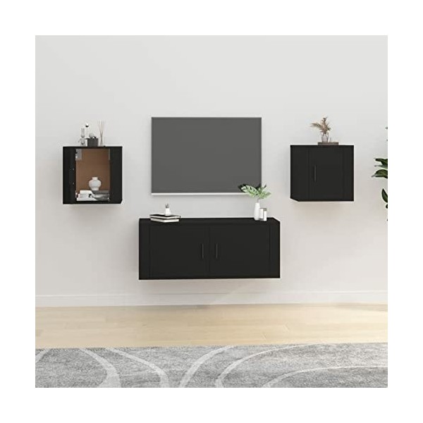 Tidyard Meubles TV muraux 2 pcs Noir 40x34,5x40 cm