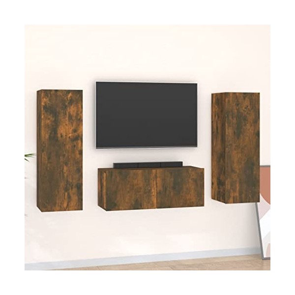 TEKEET Home Hardware Businese Meuble TV 3 pièces en chêne fumé
