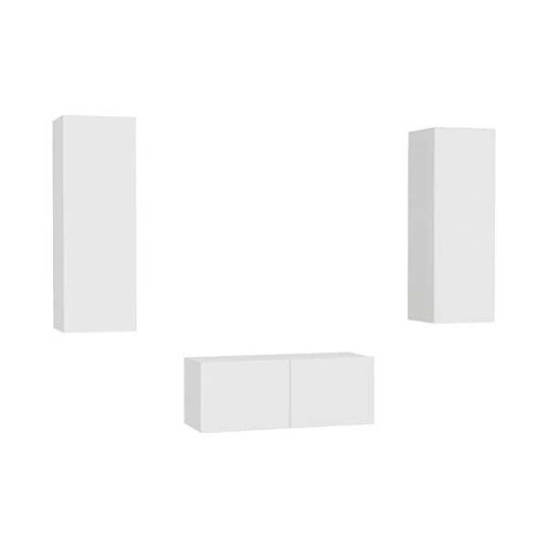 RAUGAJ Home Hardware Businese Meuble TV 3 pièces en bois dingénierie Blanc