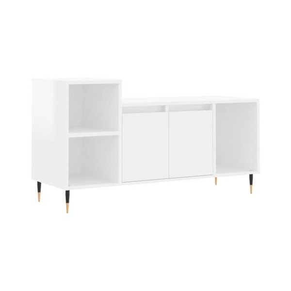 vidaXL Meuble TV, Armoire de Télévision avec 5 Compartiments, Meuble Télé avec Portes Salon Salle de Séjour, Moderne, Blanc B