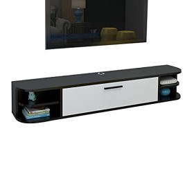 Console multimédia Murale, étagère de composant de Meuble TV Flottant de 47,2/55,1 Pouces, étagère Audio vidéo avec 1 Porte, 