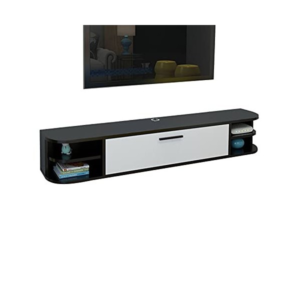 Console multimédia Murale, étagère de composant de Meuble TV Flottant de 47,2/55,1 Pouces, étagère Audio vidéo avec 1 Porte, 