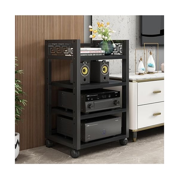 Support Multimédia À 4 Niveaux for Centre De Divertissement, Meuble Multifonction for Boîtier TV, Audio Vidéo, Lecteurs DVD, 