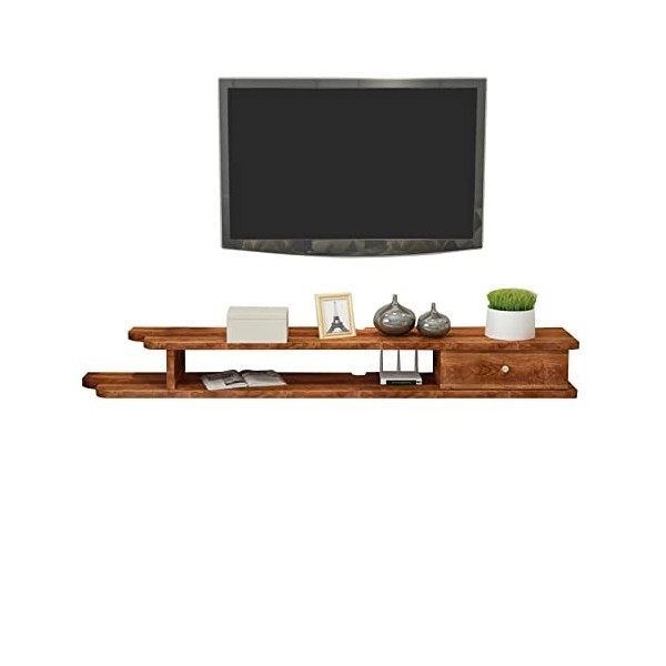 XIBANY Meuble TV Mural Console Média Murale Asymétrique, Meuble TV Flottant, Étagères De Rangement Murales, Meuble TV 35.4/43