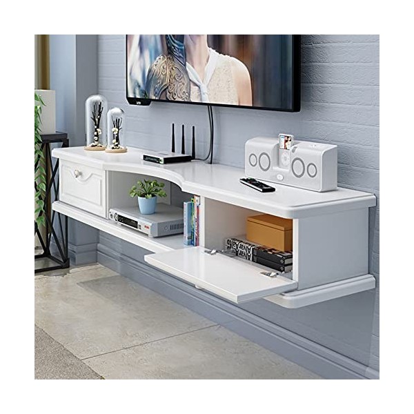 EsEntL Console de Meuble TV Murale 39,3/47,2 x 55,1 Pouces avec 2 Portes, étagère de composant de Meuble TV Flottant, étagère