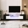 Meuble TV avec lumières LED, Meuble TV, Meuble TV, Buffet avec Portes, tiroirs, Meuble TV, Plateau de Table, Blanc Brillant e