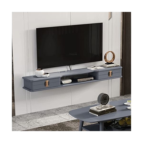 JUNNIU Meuble TV Mural Meuble TV Flottant, Meuble De Console Média De Centre De Divertissement Fixé Au Mur, avec Étagère De S