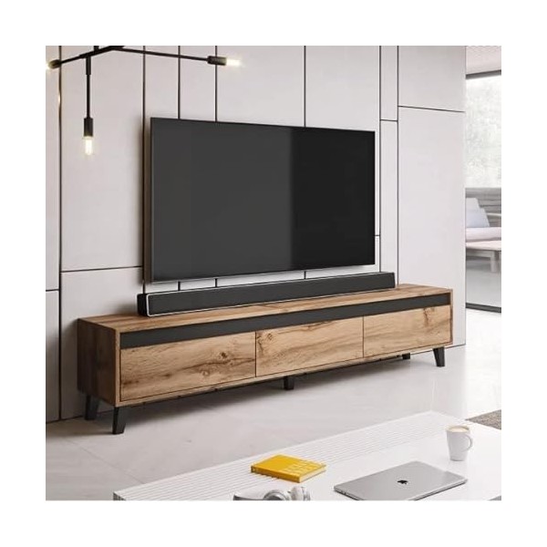 Meuble TV 180x42x38 cm Chêne Wotan NORDIS Meuble Hi-FI Luxueux sideboeard Commode sur Pied