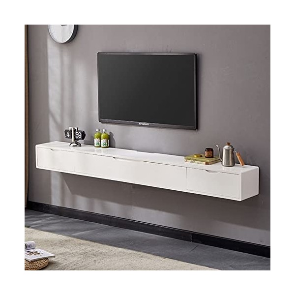 EsEntL Meuble TV Mural Meuble TV Blanc à Suspendre, étagère de Meuble TV Flottante en Bois Massif de 47,2/55,1 Pouces, Table 
