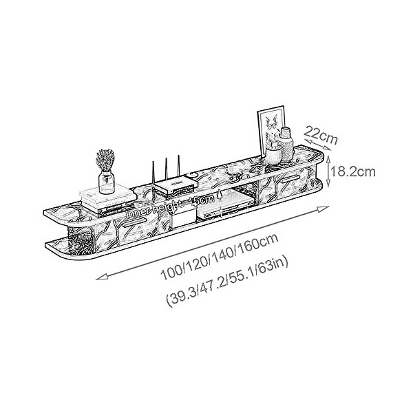 EsEntL Meuble TV Flottant, Meuble TV, unités murales pour Salon, Meuble TV, Meuble Mural, Console TV en Bois pour Salon, Sall