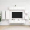 Ensemble de Meuble TV 8 pcs Blanc Aggloméré - Meuble télé, Meuble TV Industriel, Meuble Chambre, Convient pour Salon ou Chamb