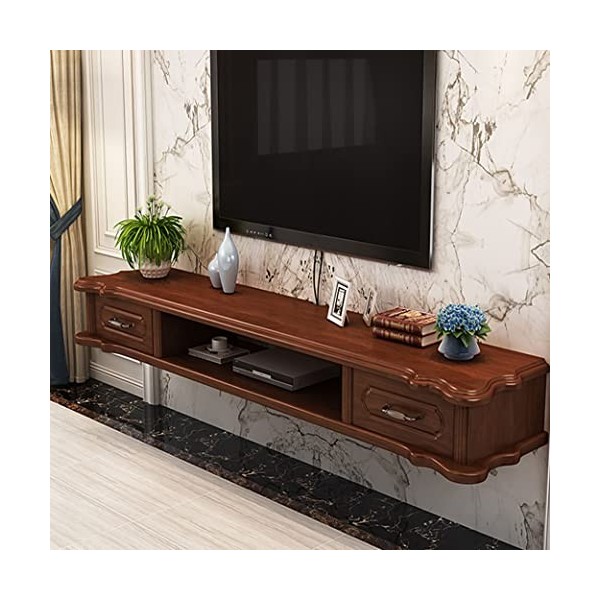 EsEntL Meuble TV Flottant Meuble TV Flottant avec 2 Tiroirs Étagère TV Flottante Murale Console Multimédia de Divertissement 